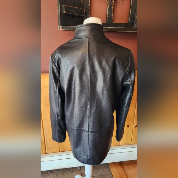 Worthington Genuine Lambskin Leather Jacket Size Medium Black Y2K - Picture 3 of 11